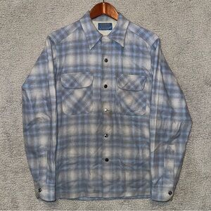 Vintage Pendleton Board Shirt Shadow Plaid Ombre Small 70s 80s Rockabilly